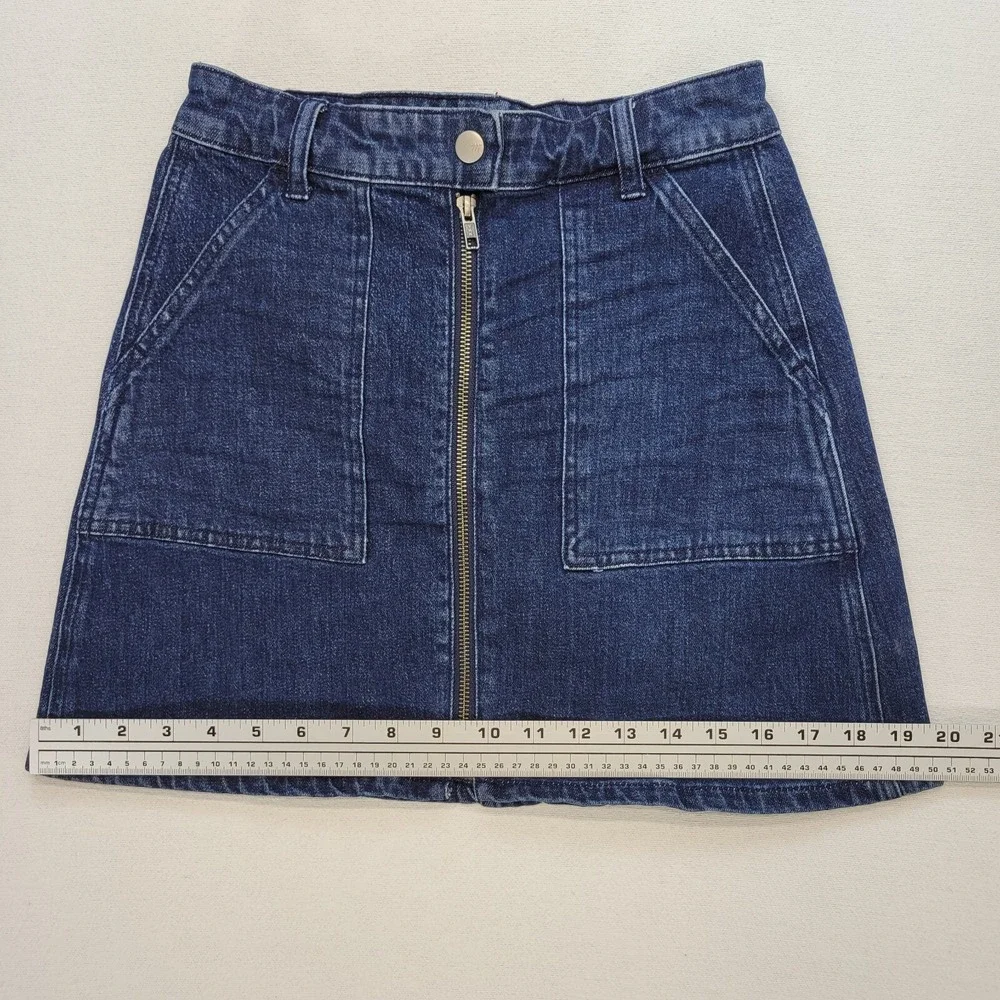 Madewell‎ Denim Mini Skirt Womens 24 Blue Front Zip A-Line Dark Wash Jean